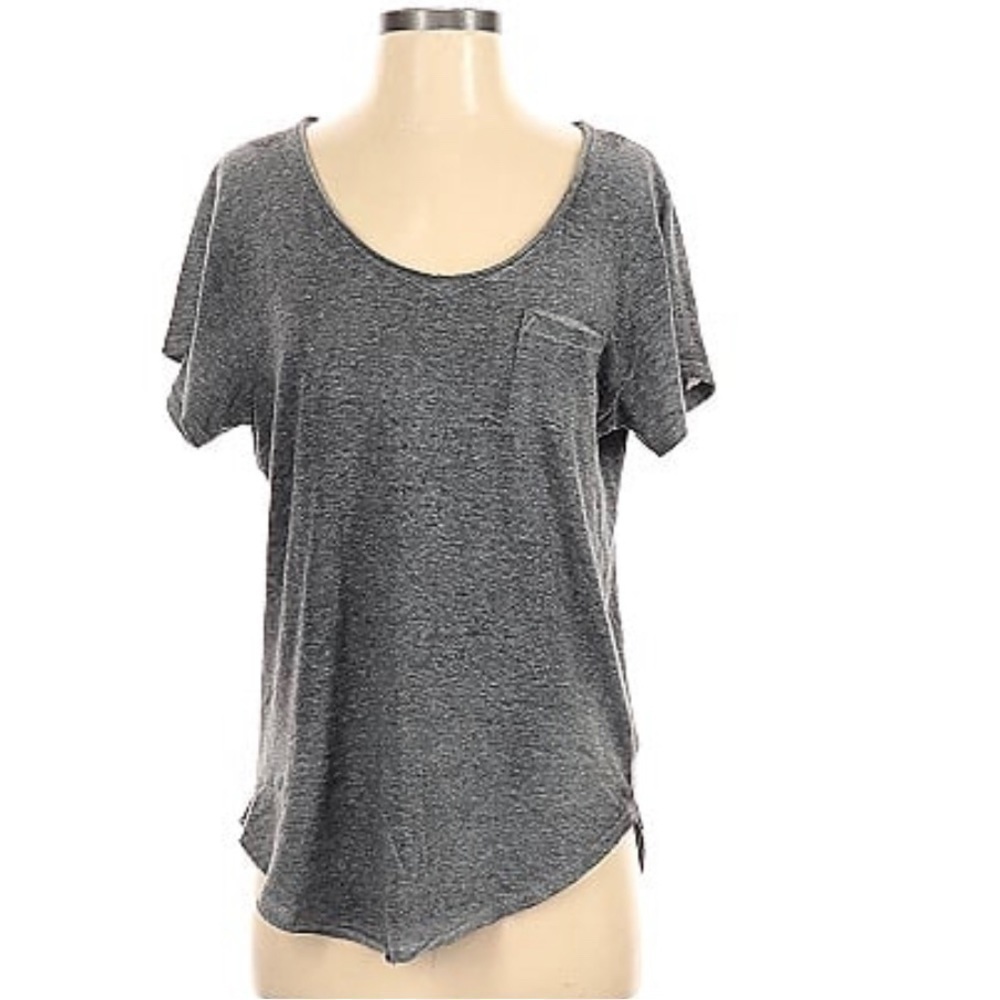 We The Free Short Sleeve Sheer Gray Tee Size Small